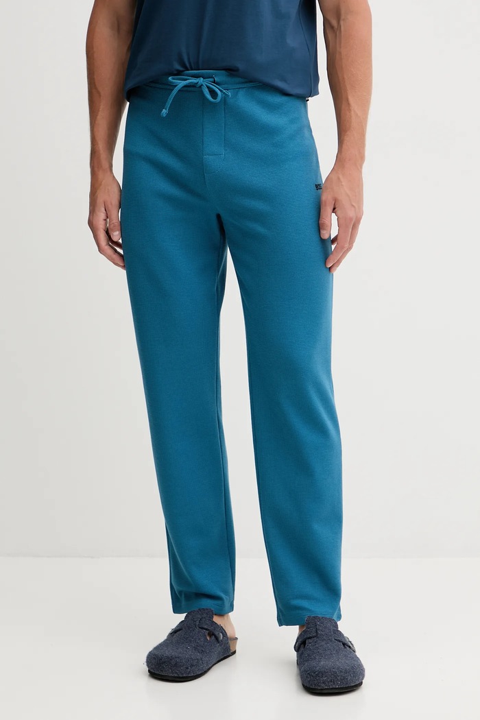 Спортивні штани BOSS Waffle Pants трикотаж блакитний 50535877