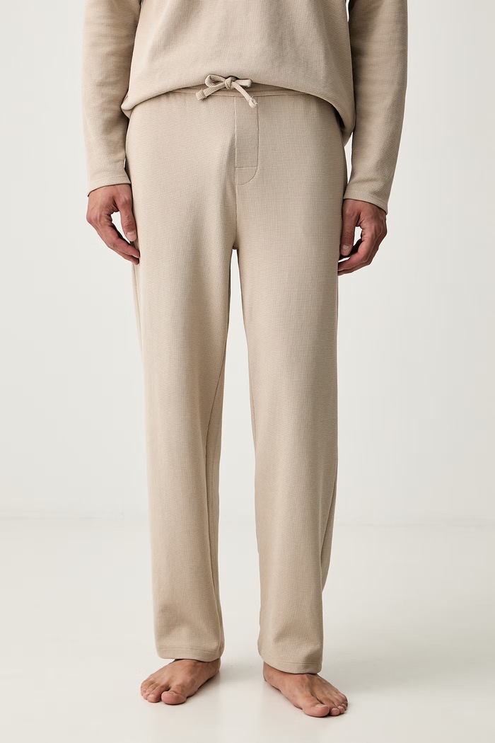 BOSS teplákové nohavice pánske s bavlnou Waffle Pants béžová 50535877