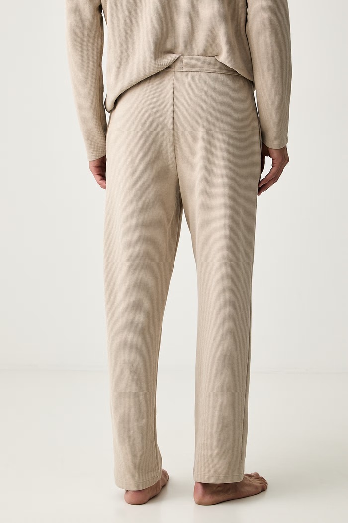 Oblečenie BOSS teplákové nohavice pánske s bavlnou Waffle Pants 50535877 béžová
