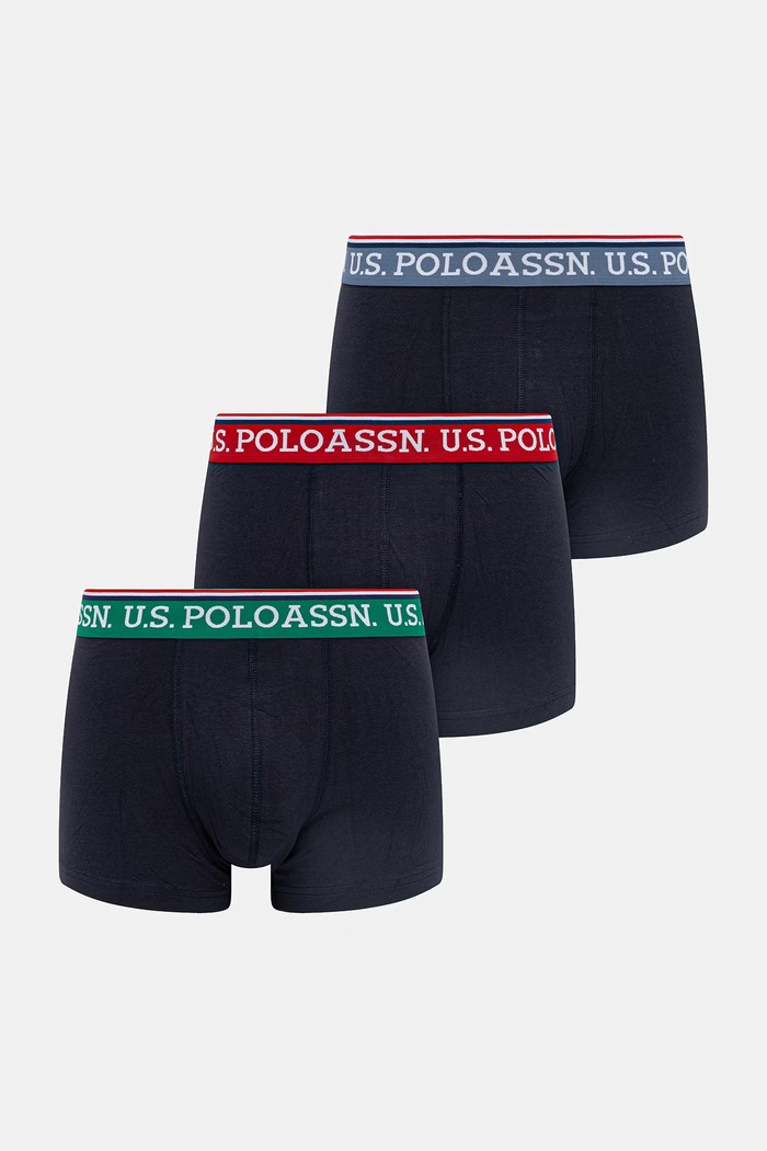Boxerky U.S. Polo Assn. USPA BRAND HIGHLIGHT 3-pak pletenina tmavomodrá MUP4078