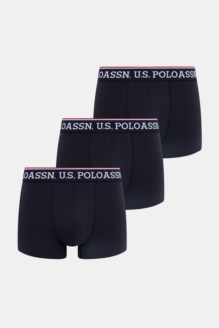 Boxerky U.S. Polo Assn. USPA BRAND HIGHLIGHT 3-pak pletenina tmavomodrá MUP4078