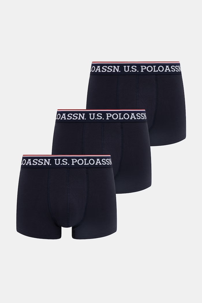 Boxerky U.S. Polo Assn. USPA BRAND HIGHLIGHT 3-pak pletenina tmavomodrá MUP4078