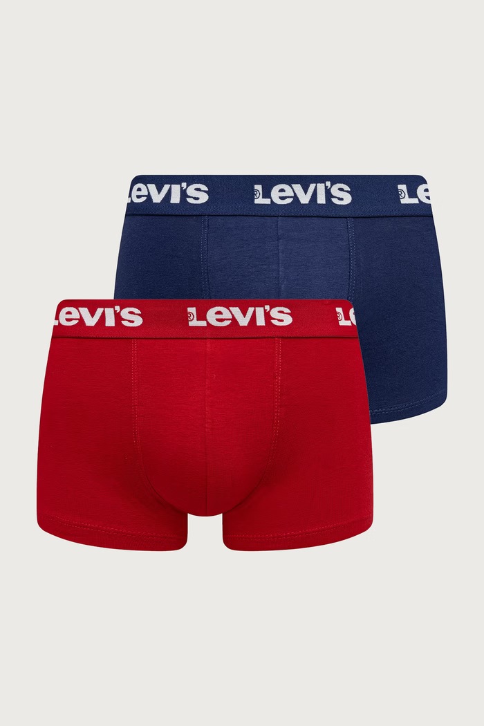 Levi's Oprijete boksarice moške bombažne z elastanom paket 2 kosov rdeča 37149.1411