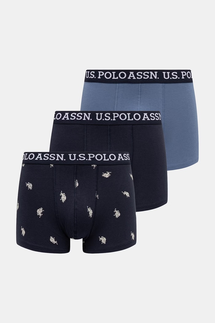 U.S. Polo Assn. bokserki dopasowane męskie z bawełną 3-pack granatowy MUP3437