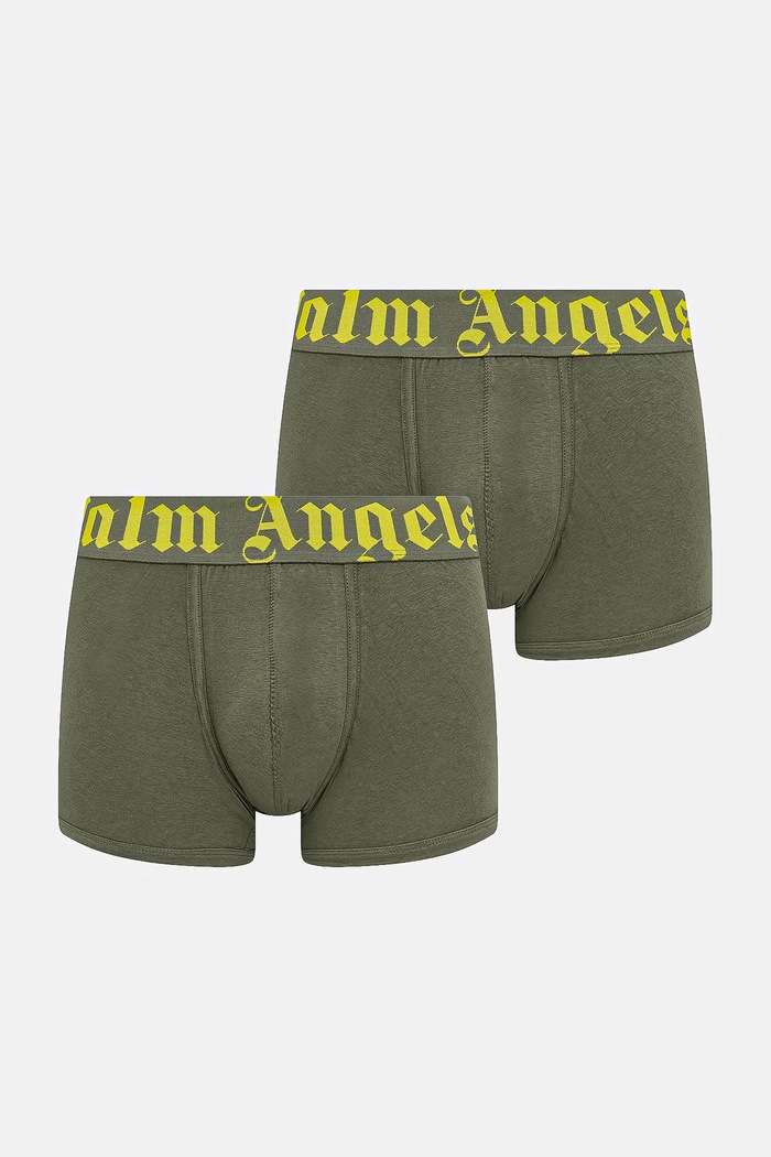 Palm Angels bokserki dopasowane męskie z bawełną 2-pack zielony PLA1UMBTR11BI
