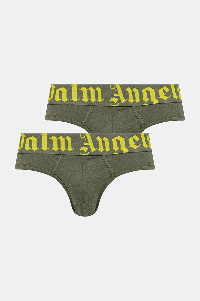 Palm Angels slipy męskie z bawełną 2-pack zielony PLA1UMBSP08BI