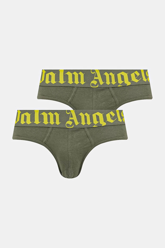 Palm Angels slipy męskie z bawełną 2-pack zielony PLA1UMBSP08BI
