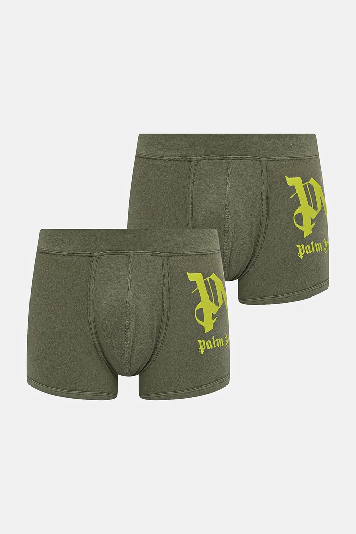 Palm Angels bokserki dopasowane męskie z bawełną 2-pack zielony PLA1UMBTR07BI