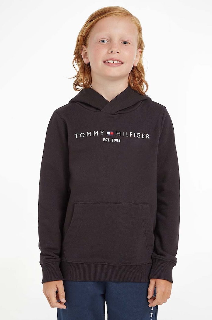 Dječja pamučna dukserica Tommy Hilfiger pamuk crna KS0KS00213