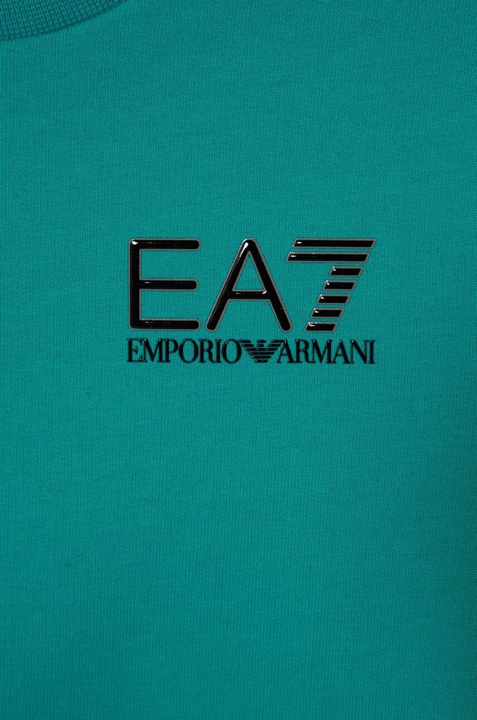 CHLAPEC Dětská bavlněná mikina EA7 Emporio Armani 8NBM51.BJ05Z tyrkysová