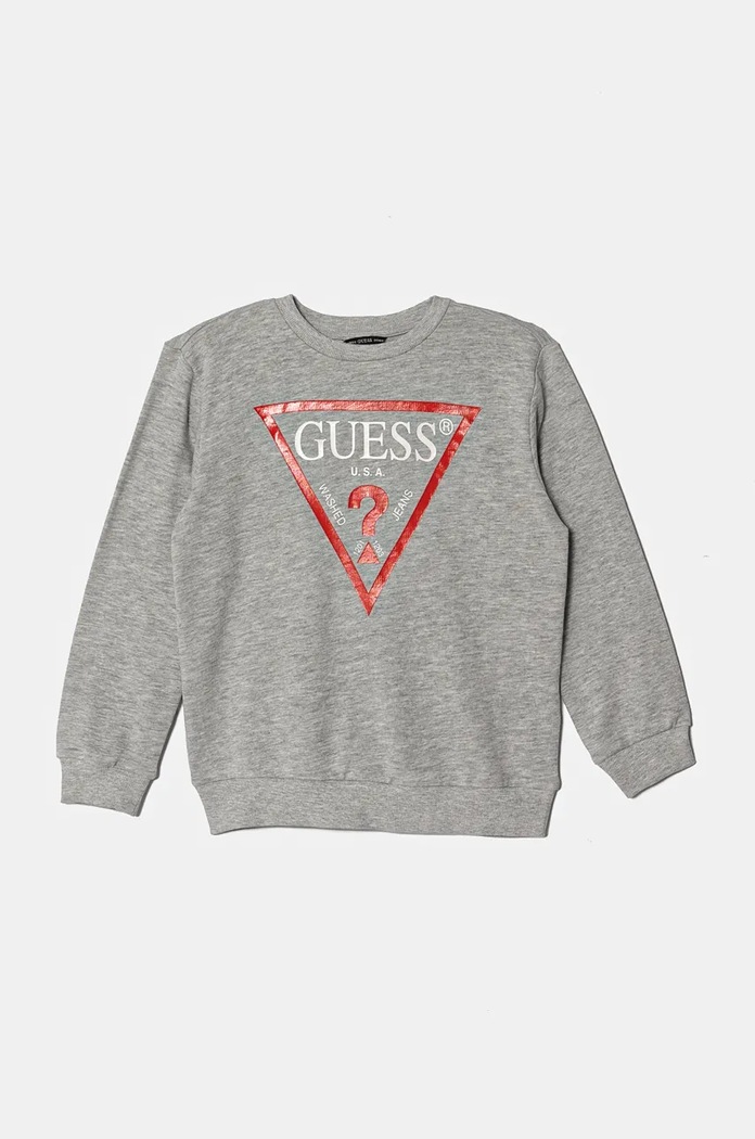 Παιδική βαμβακερή μπλούζα Guess χωρίς κουκούλα γκρί L73Q09.KAUG0.9BYH