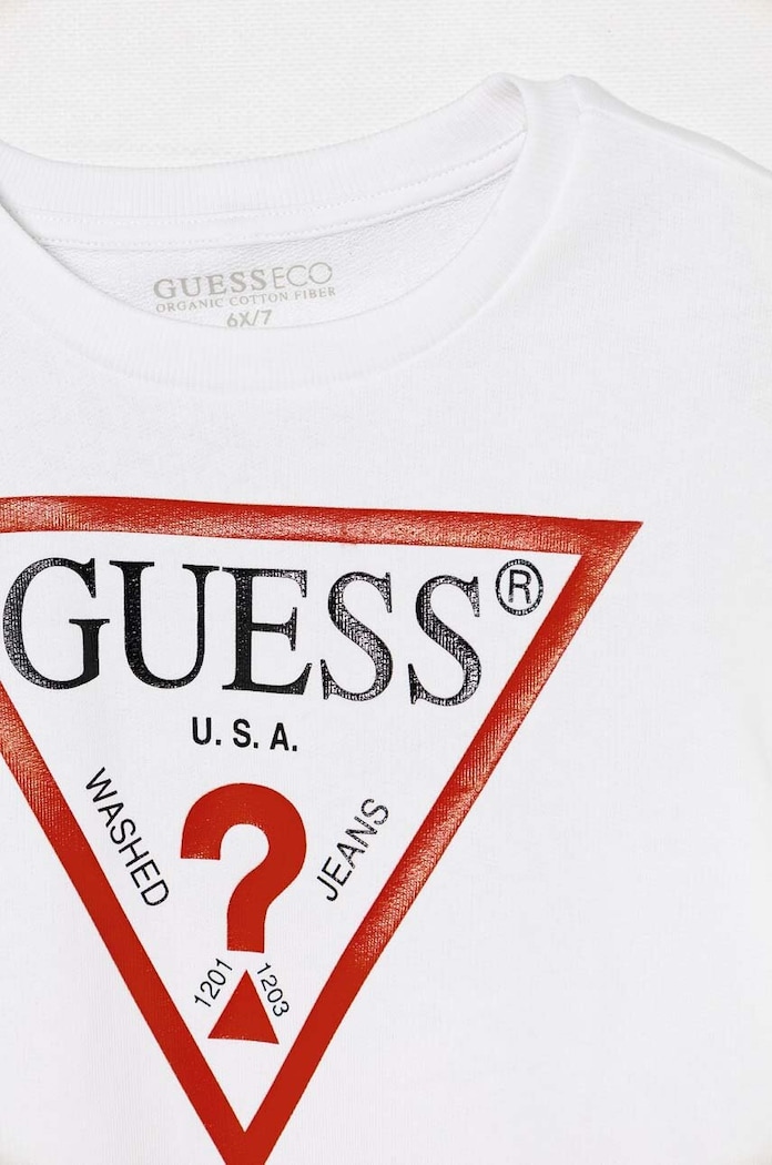 Dječaci Dječja pamučna dukserica Guess N73Q10.KAUG0.9BYH bijela