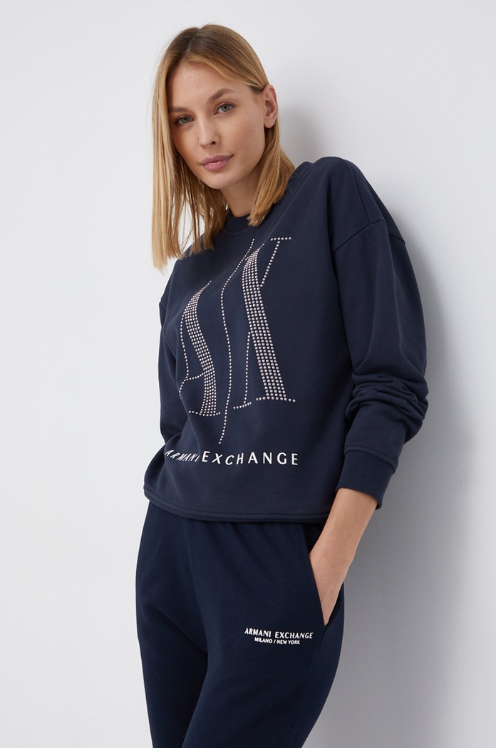 Armani Exchange bluza bawełniana granatowy 8NYM01.YJ68Z.NOS