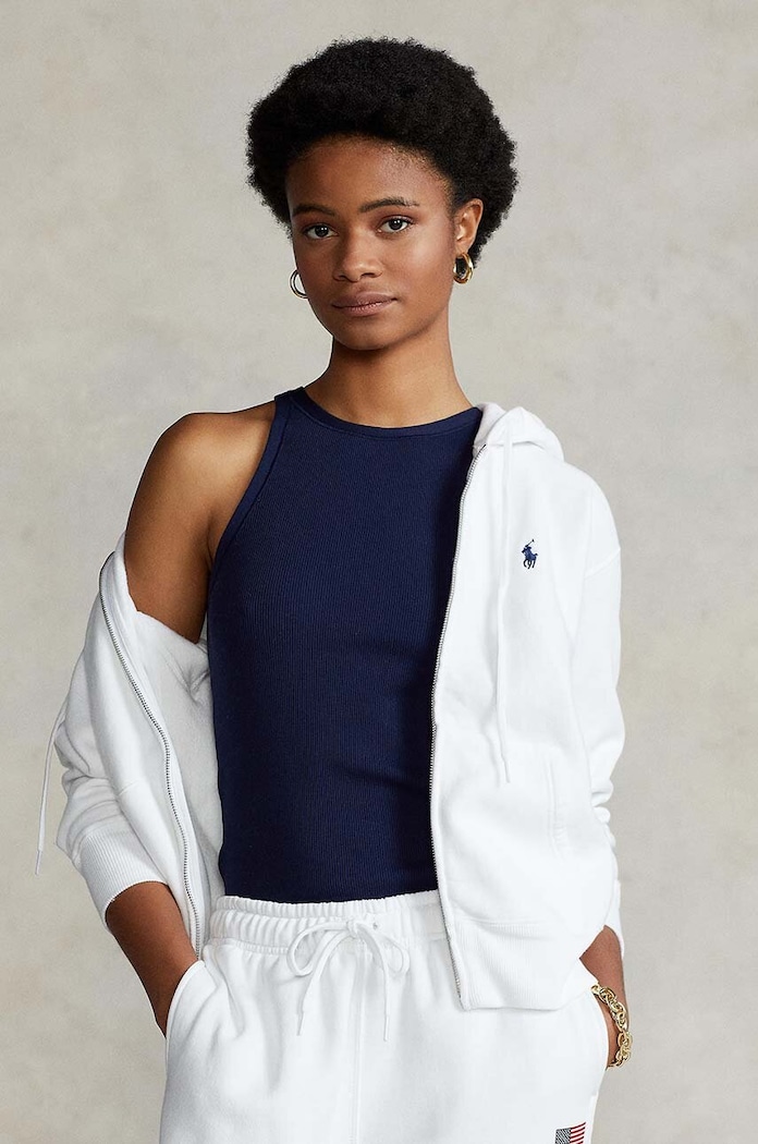 Μπλούζα Polo Ralph Lauren με κουκούλα λευκό 211794396002