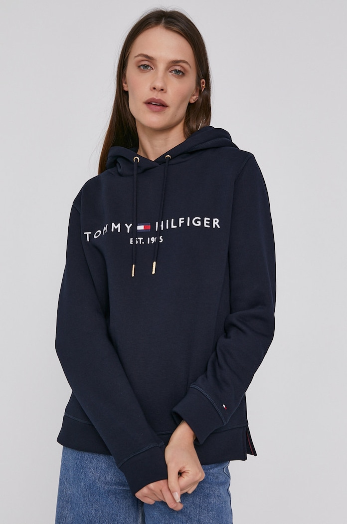 Mikina Tommy Hilfiger s kapucňou tmavomodrá WW0WW31998.NOS