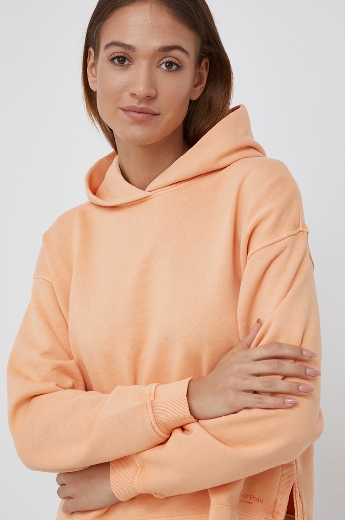 Bavlněná mikina Marc O'Polo s kapucí oranžová M00400254161