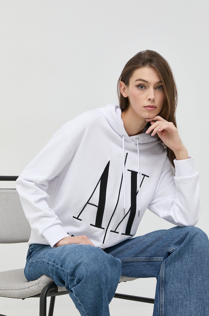 Armani Exchange bluza bawełniana 8NYM52.YJ68Z.NOS 8NYM52.YJ68Z.NOS biały