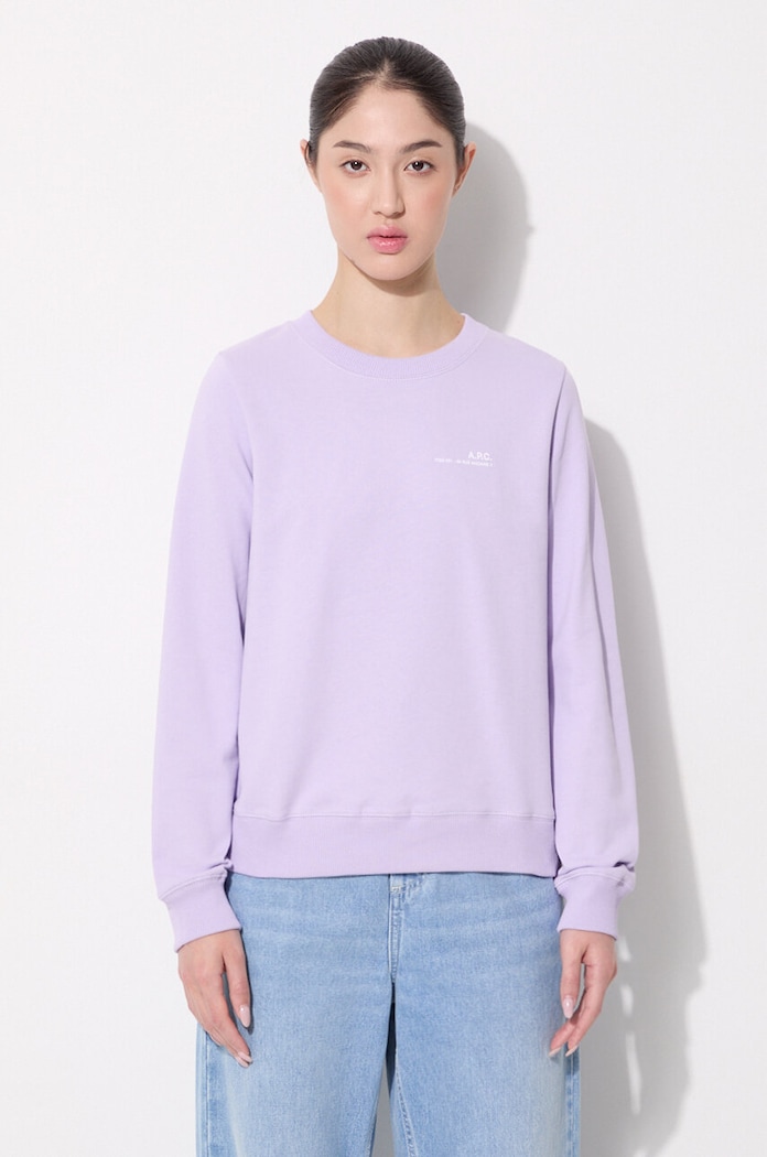 A.P.C. bluza bawełniana Sweat Item F nadruk fioletowy COEAS.F27663