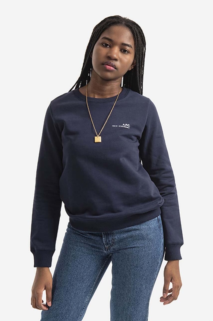 Памучен суичър A.P.C. Sweat Item F COEAS-F27663 BLACK памук тъмносин COEAS.F27663