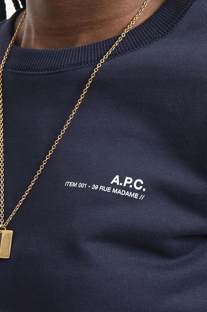 Памучен суичър A.P.C. Sweat Item F COEAS-F27663 BLACK тъмносин COEAS.F27663