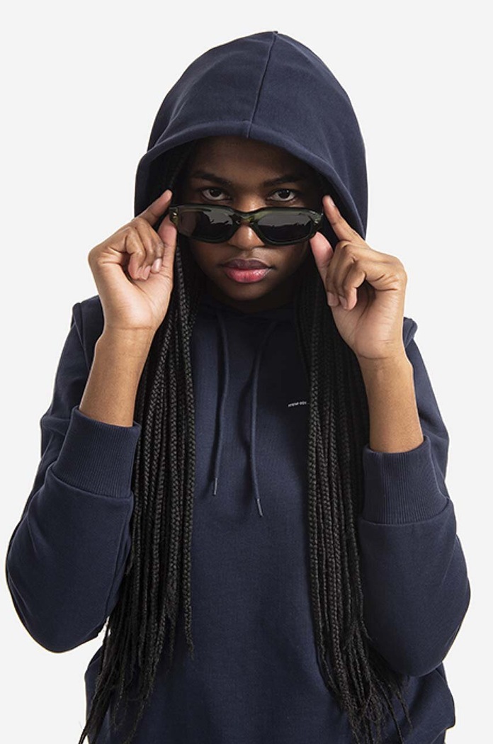 A.P.C. bluza bawełniana Hoodie Item F granatowy COEAS.F27674