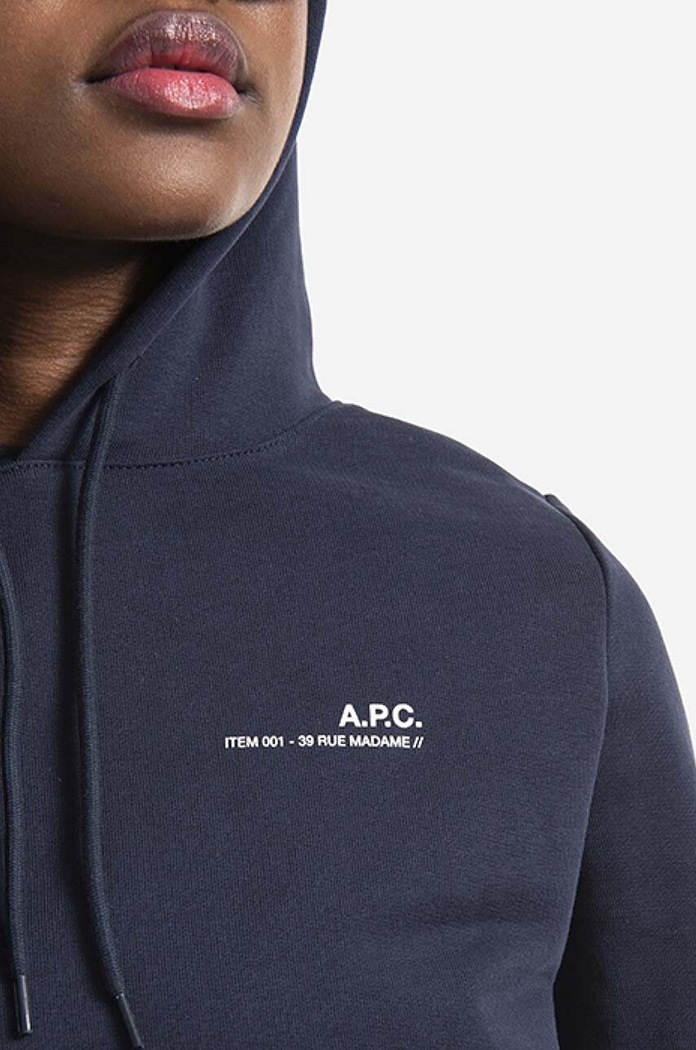 A.P.C. bluza bawełniana Hoodie Item F COEAS.F27674 granatowy