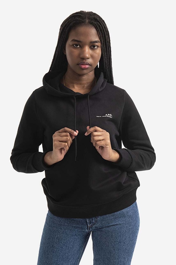 A.P.C. bluza bawełniana Hoodie Item F bawełna czarny COEAS.F27674