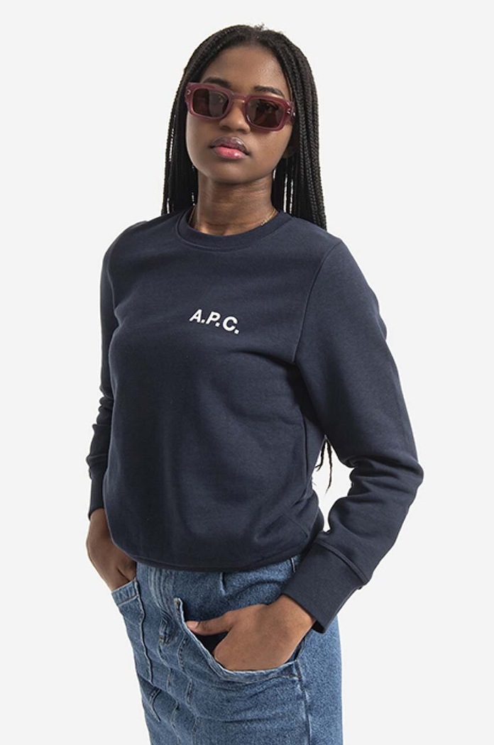 A.P.C. Hanorac de bumbac bluză A.P.C. Sweat Shelley COETM-F27693 DARK NAVY bleumarin COETM.F27693