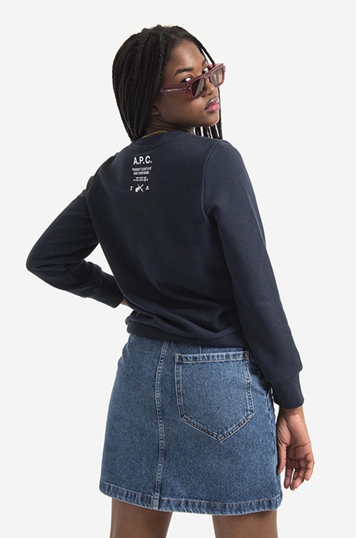 Îmbrăcăminte A.P.C. Hanorac de bumbac bluză A.P.C. Sweat Shelley COETM-F27693 DARK NAVY COETM.F27693 bleumarin