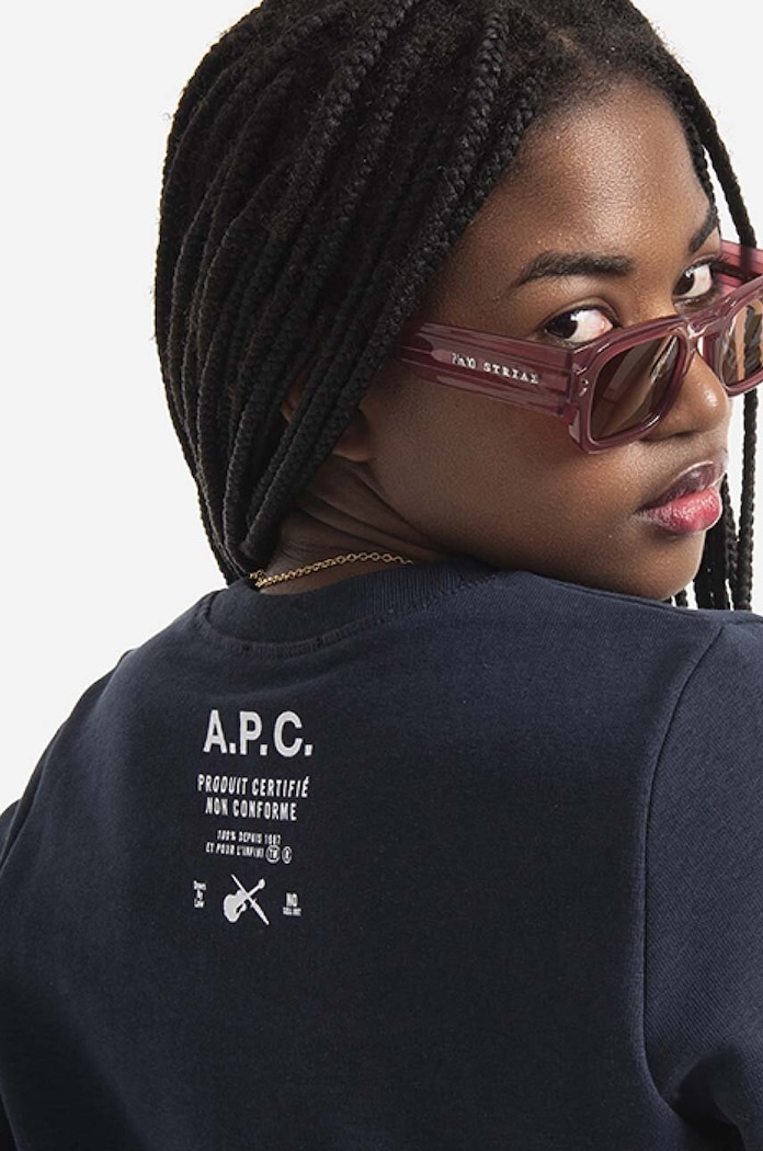Hanorac de bumbac bluză A.P.C. Sweat Shelley COETM-F27693 DARK NAVY A.P.C. bleumarin COETM.F27693