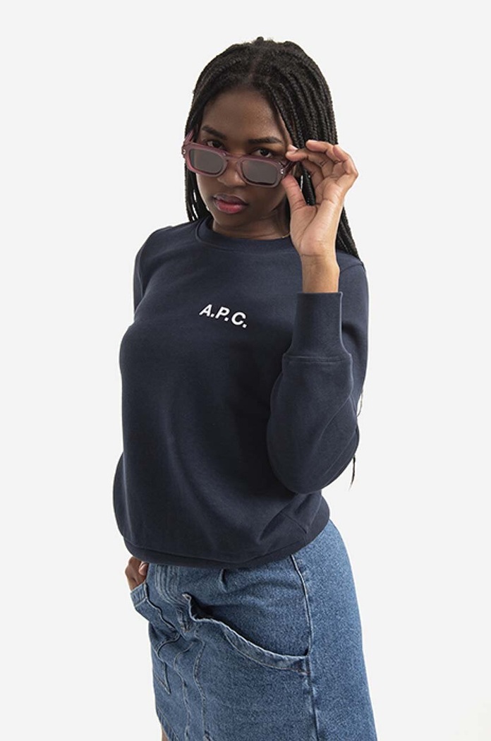 A.P.C. Hanorac de bumbac bluză A.P.C. Sweat Shelley COETM-F27693 DARK NAVY COETM.F27693
