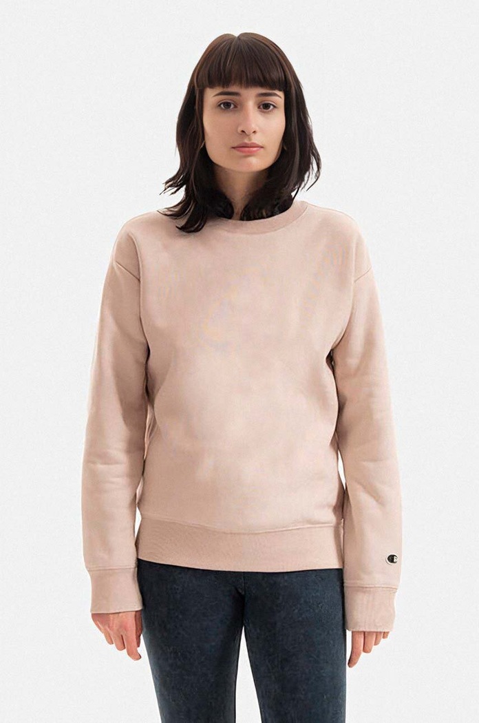 Pamučna dukserica Champion Crewneck Sweatshirt bez uzorka smeđa 115088