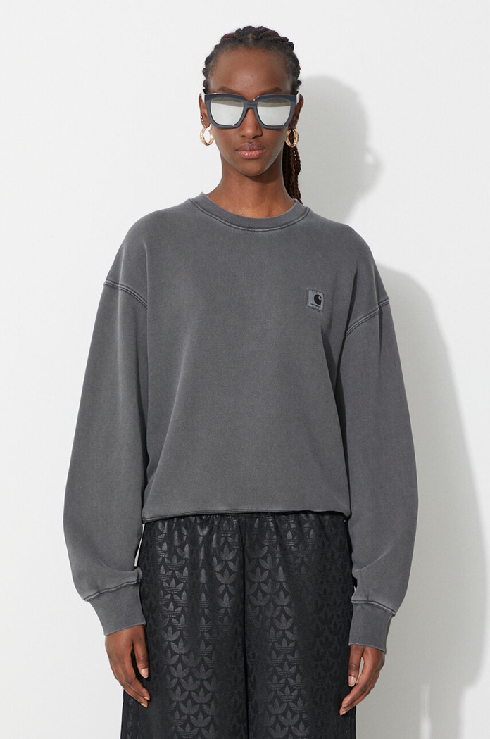 Carhartt WIP cotton sweatshirt W'''' Nelson Sweat I029537 plain gray I029537