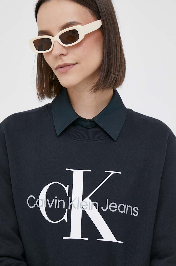 Bavlněná mikina Calvin Klein Jeans černá J20J219140