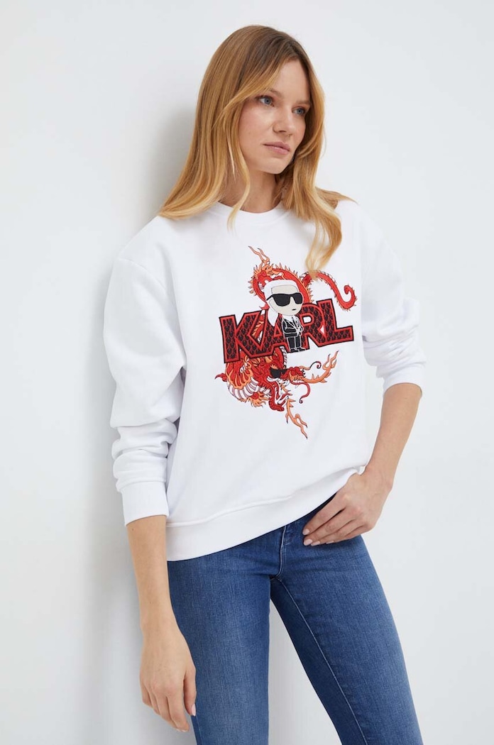 Karl Lagerfeld bluza bez kaptura biały 240W1810