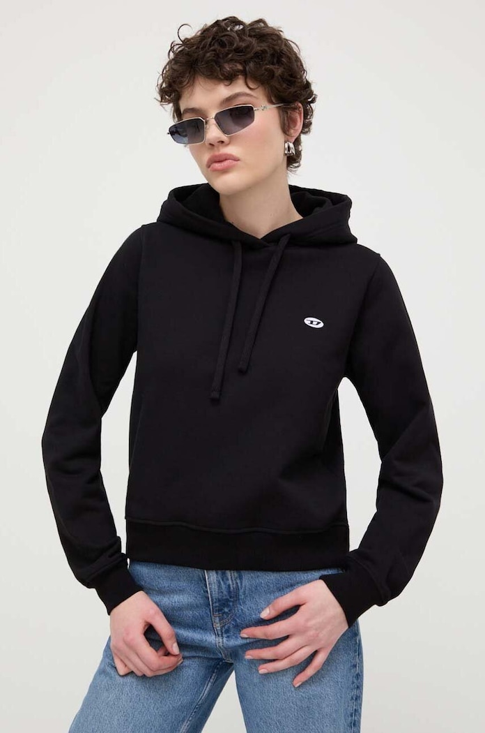 Diesel bluza bawełniana F-REGGY-HOOD-DOVAL-PJ z kapturem czarny A05040.0BKAF