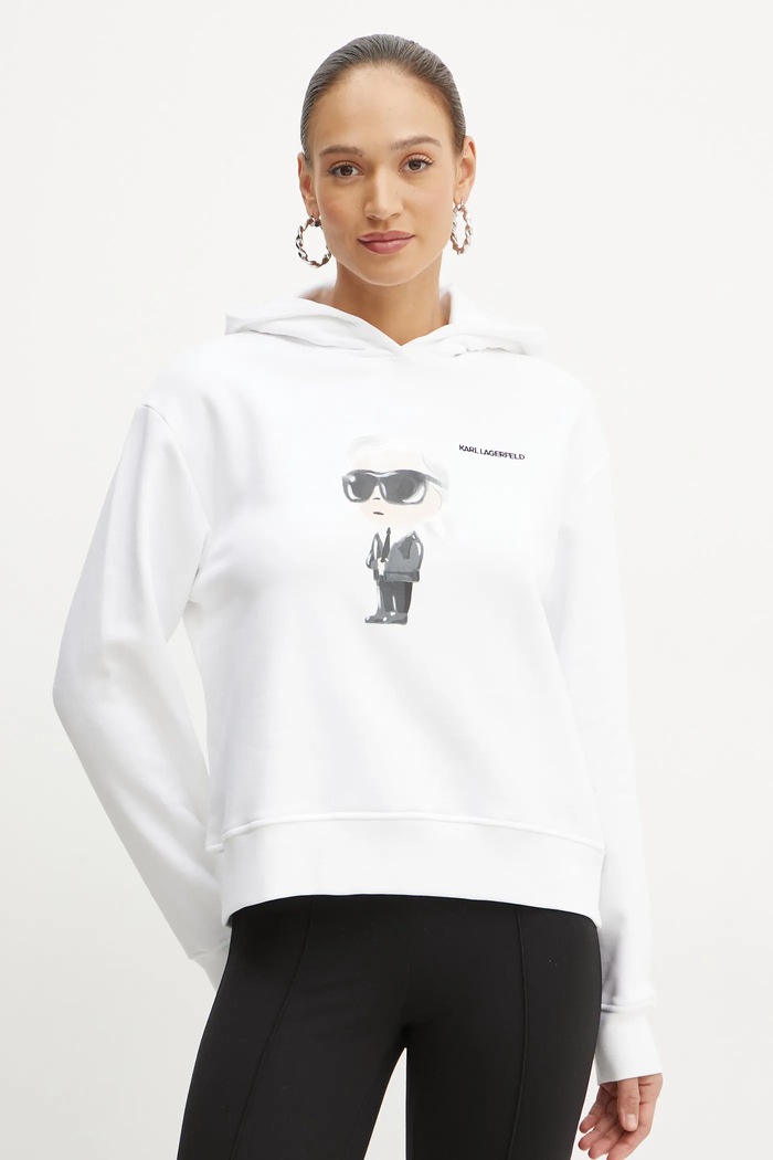 Karl Lagerfeld bluza IKON print alb A1W20083