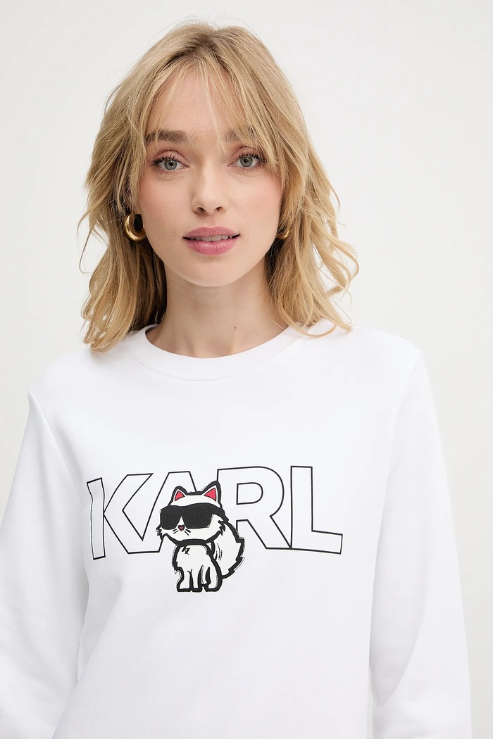 Bavlnená mikina Karl Lagerfeld IKON biela A3W20056