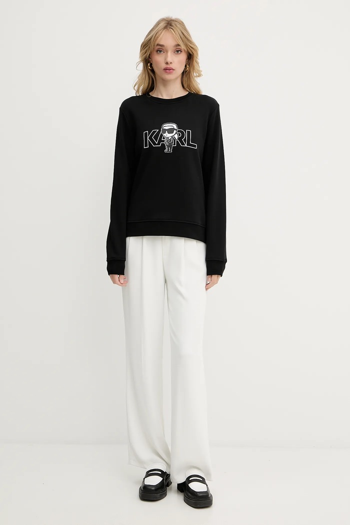 Bavlnená mikina Karl Lagerfeld IKON A3W20056 čierna AW25