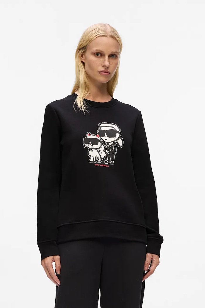 Karl Lagerfeld bluză IKON print negru A4W20045