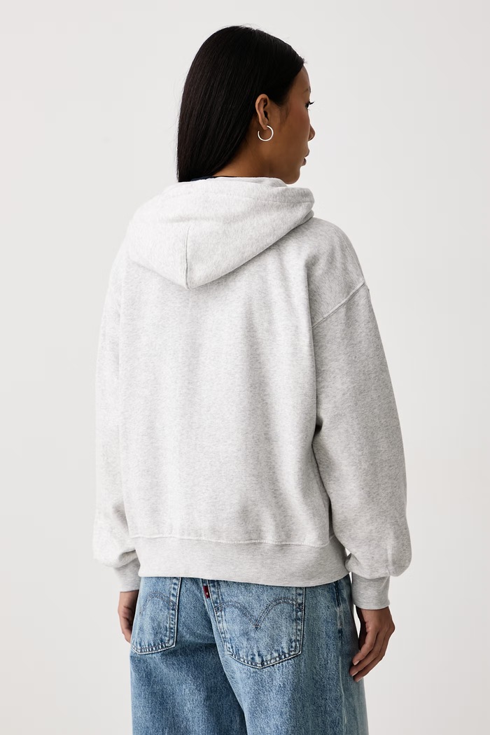 Дрехи Levi's Суичър с цип и качулка дамски с памук EVERYDAY FULL ZIP 0082L сив