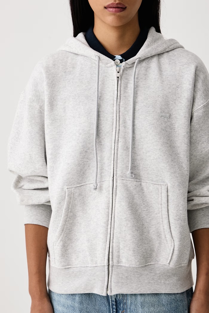 Суичър с цип и качулка дамски с памук EVERYDAY FULL ZIP Levi's 0082L сив