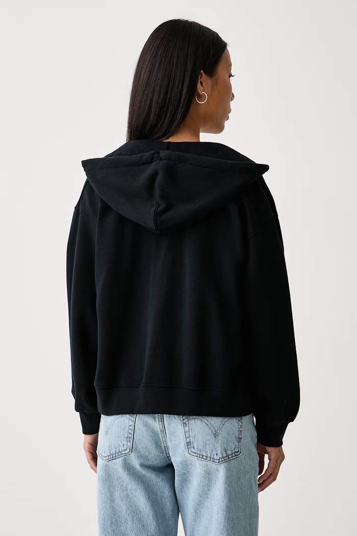 Дрехи Levi's Суичър с цип и качулка дамски с памук EVERYDAY FULL ZIP 0082L черен