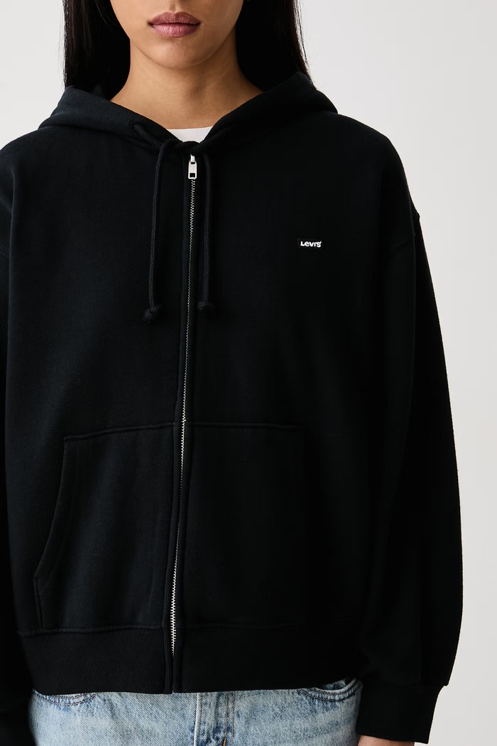 Суичър с цип и качулка дамски с памук EVERYDAY FULL ZIP Levi's 0082L черен