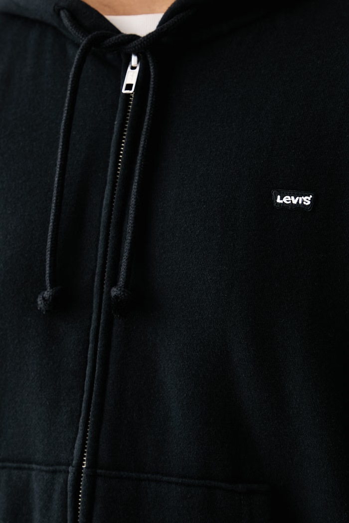 Суичър с цип и качулка дамски с памук EVERYDAY FULL ZIP Levi's черен 0082L