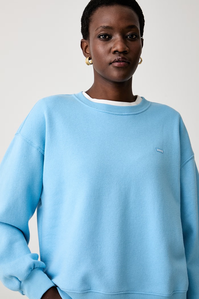 Levi's mikina dámská s bavlnou EVERYDAY CREW modrá 0082J
