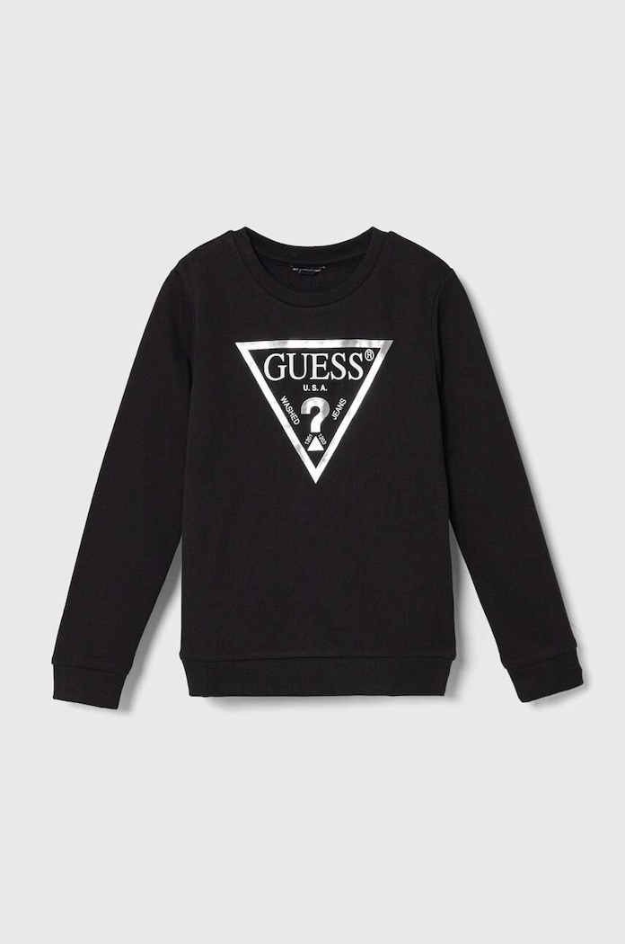 Детски памучен суичър Guess памук черен J74Q10.KAUG0.9BYH