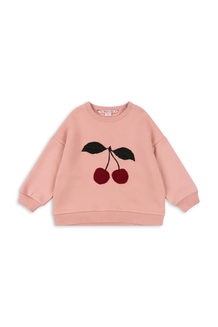 Detská bavlnená mikina Konges Sløjd LOU TERRY SWEAT SHIRT OCS bez kapucne ružová KS105642.G
