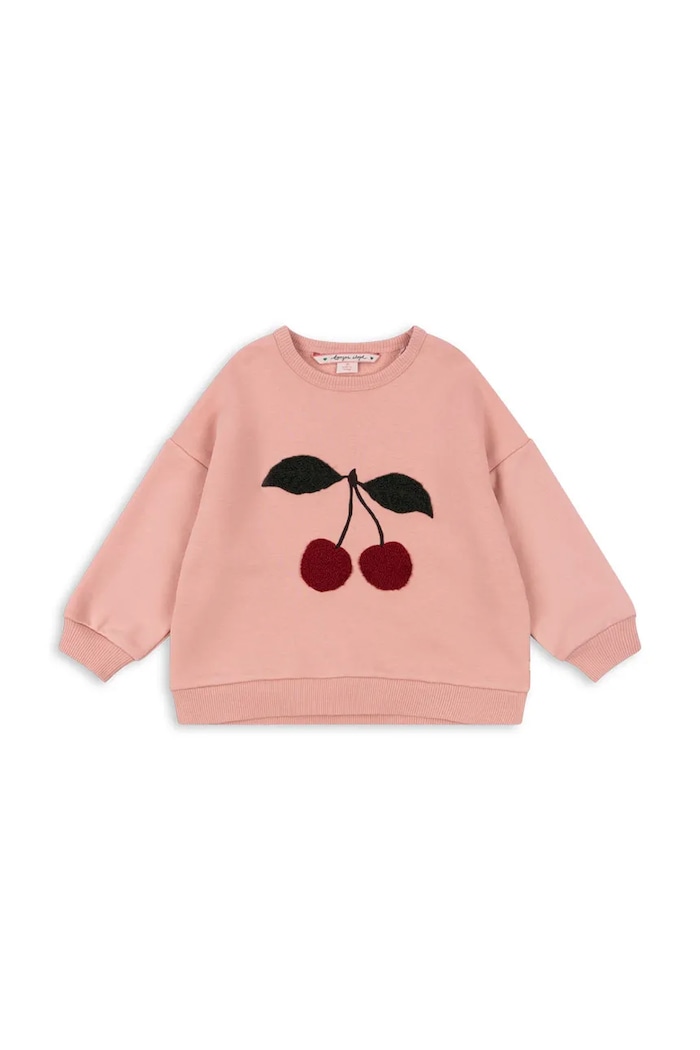 Detská bavlnená mikina Konges Sløjd LOU TERRY SWEAT SHIRT OCS bez kapucne ružová KS105642.G