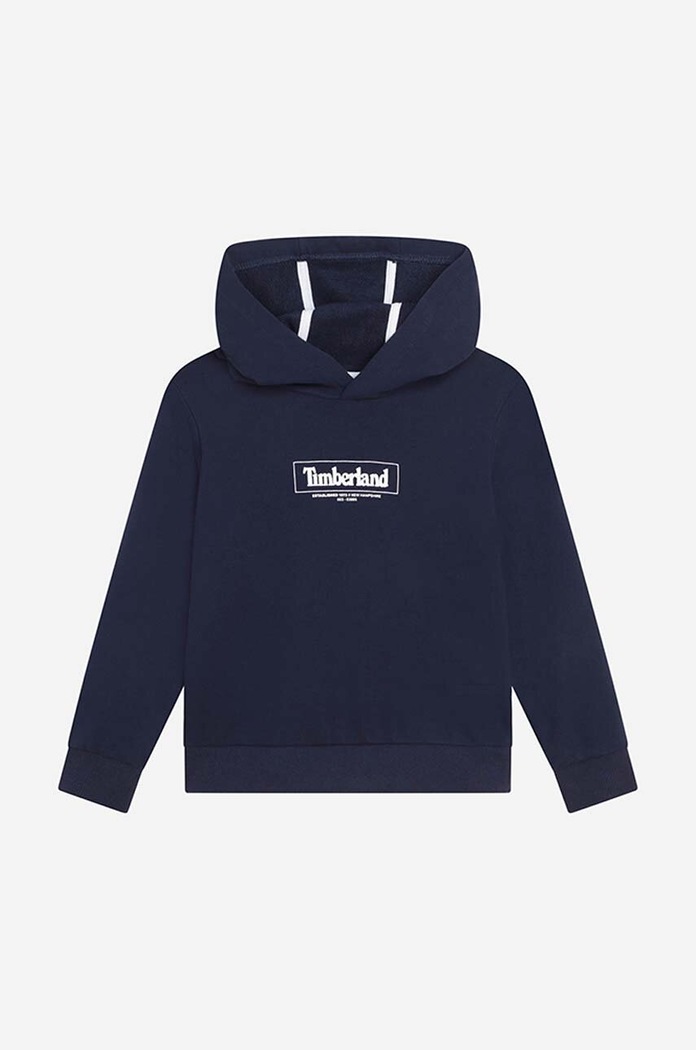 Detská mikina Timberland s kapucňou tmavomodrá T25T09.85T